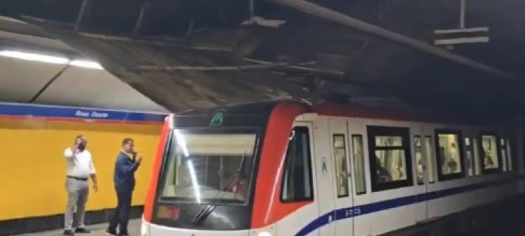 Desprendimiento de plafón en Estación del Metro de Santo Domingo