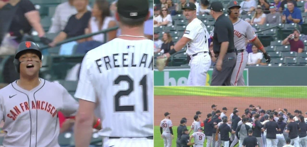Trifulca en partido Gigantes vs. Rockies por jonrón de Rafael Devers