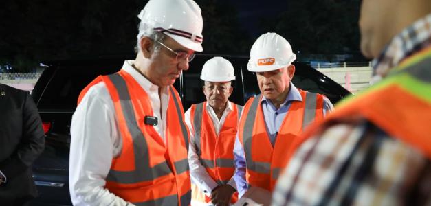 Supervisión de Abinader en la construcción del paso a desnivel en Prolongación 27 de Febrero con Isabel Aguiar