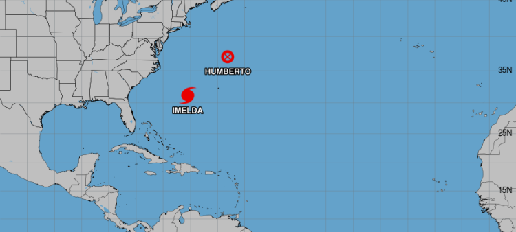Huracán Imelda amenaza a Bermudas y Humberto afecta la costa de EEUU