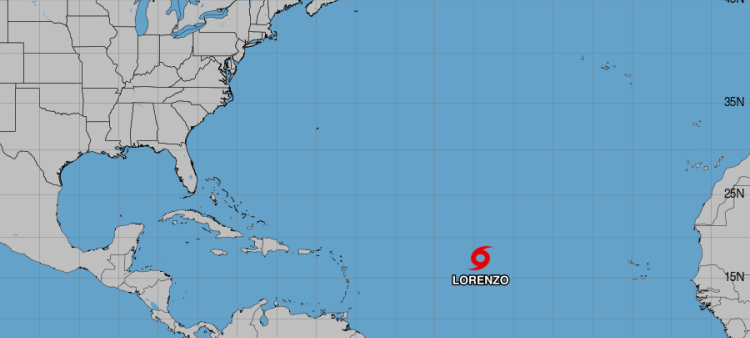 Tormenta tropical Lorenzo avanza en el Atlántico central sin representar amenazas