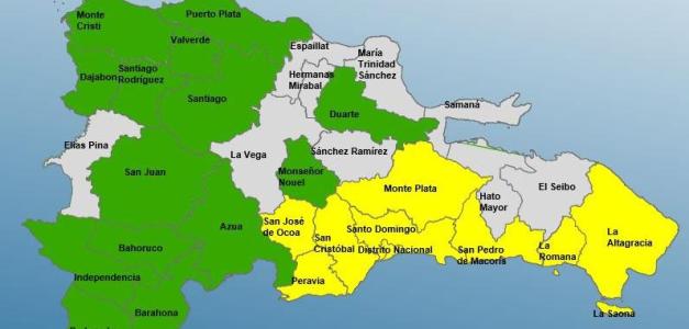 Alerta amarilla en 9 localidades y verde en 14 por onda tropical.