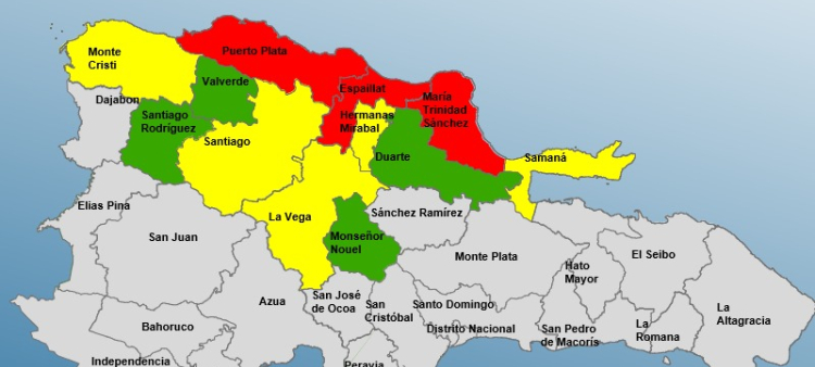 Informe del COE: Daños reportados y alerta roja en Puerto Plata, Espaillat y María Trinidad Sánchez