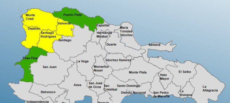 Alerta amarilla por lluvias en cuatro provincias según el COE