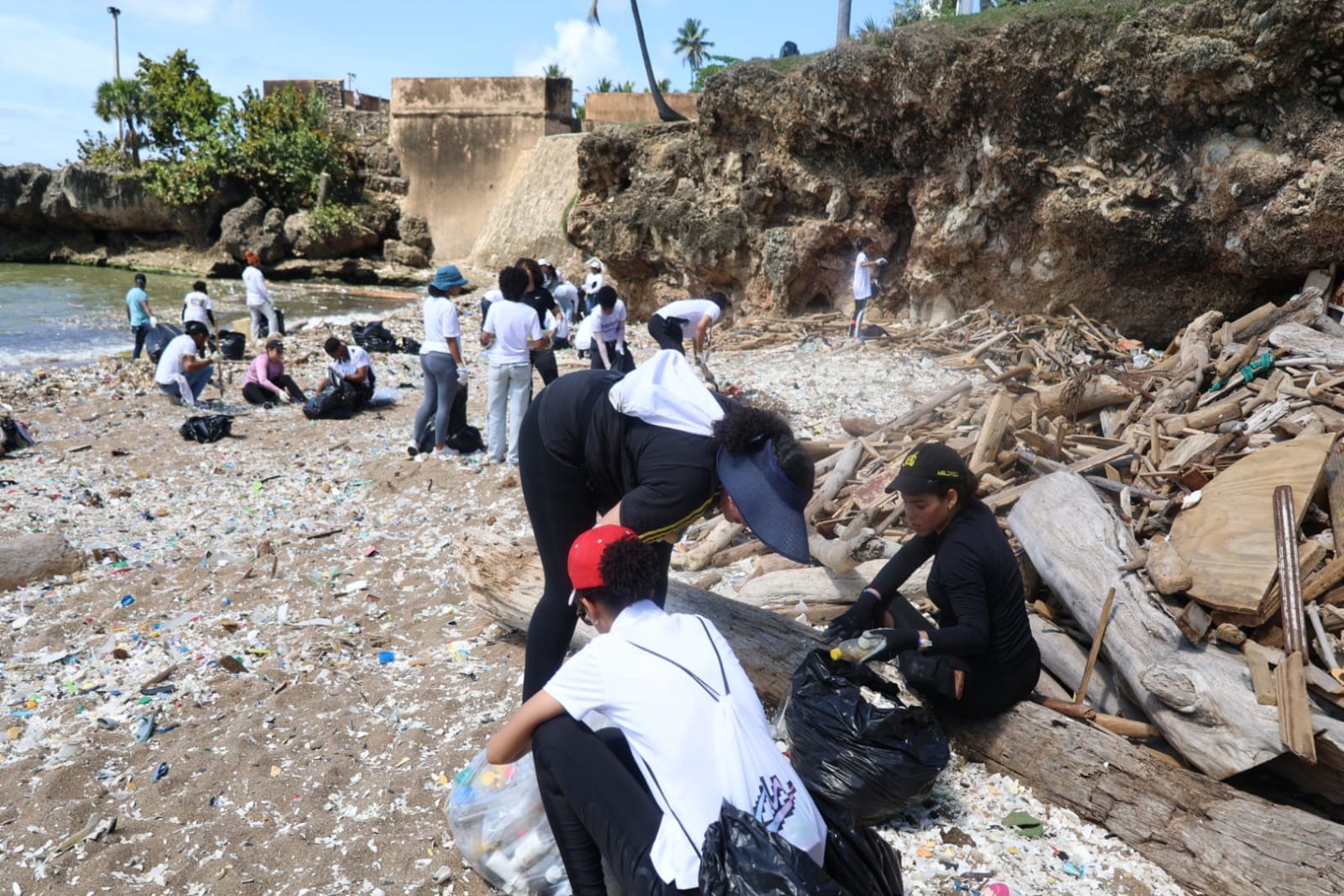 Voluntarios recogen toneladas de plástico en Playa Montesinos
