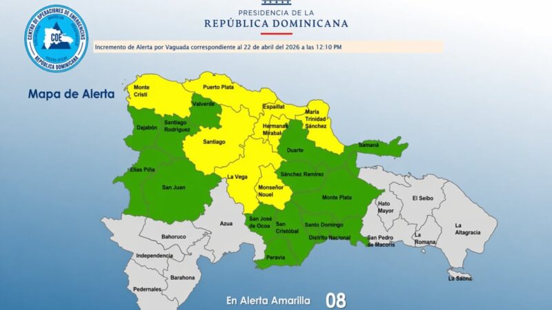 COE actualiza niveles de alerta en varias provincias por condiciones atmosféricas