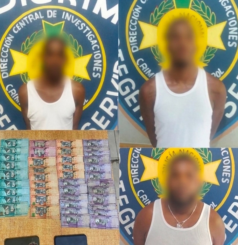 Detenidos tres hombres por asalto a colmado en Barahona con pistola de juguete