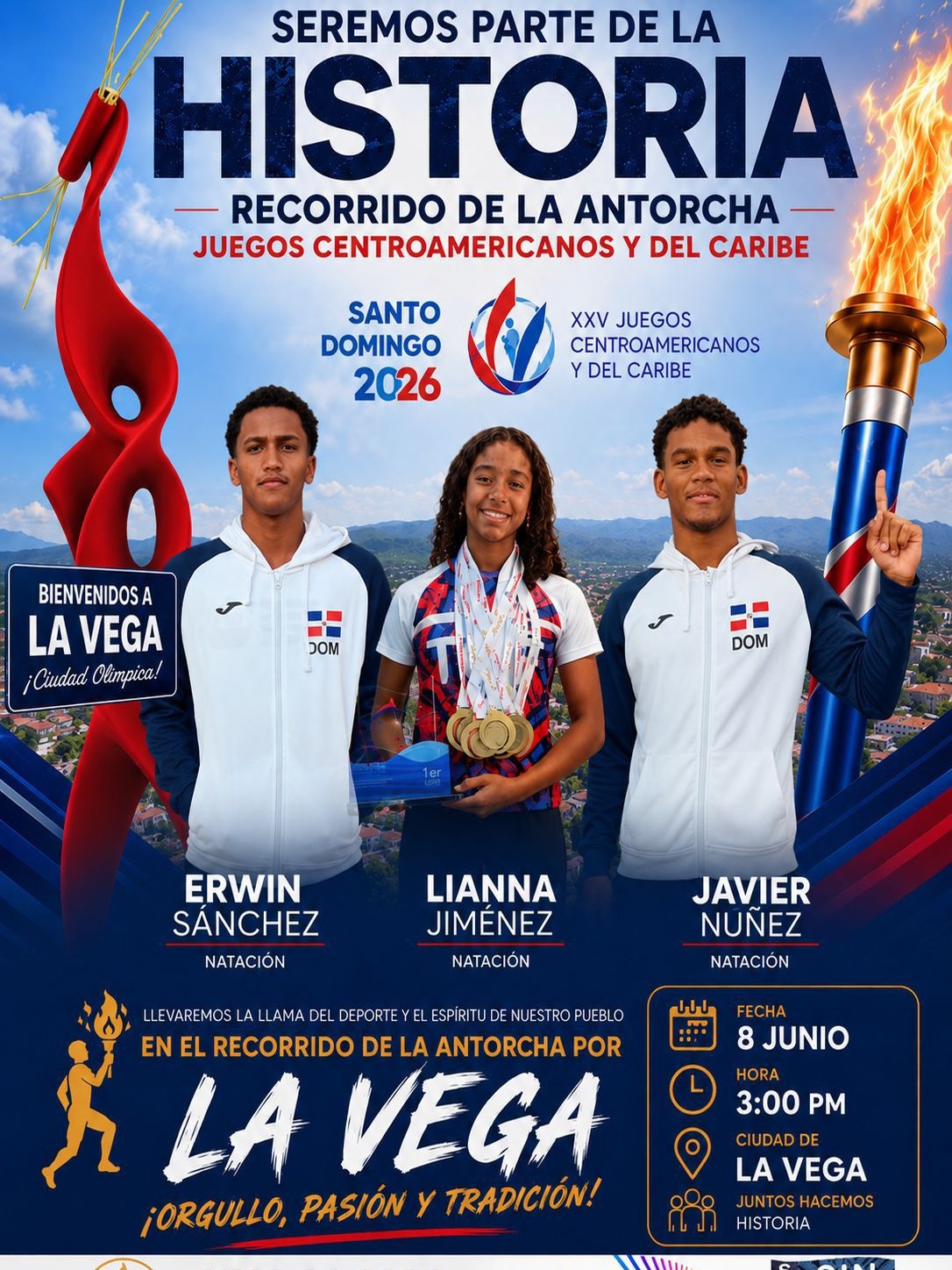 La Vega Celebra la Llegada de la Antorcha de los Juegos Centroamericanos 2026