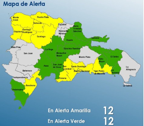 COE Amplía Alerta a 24 Provincias por Vaguada y Onda Tropical