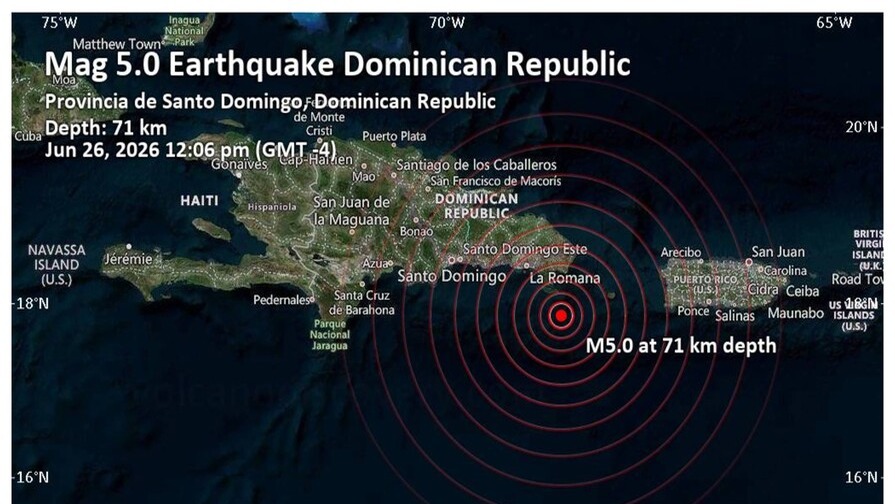 Sismo de Magnitud 5.0 Sacude el Este de la República Dominicana
