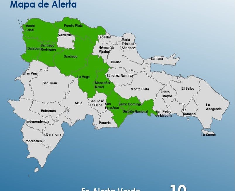 COE Declara Alerta Verde en 10 Provincias por Vaguada y Onda Tropical