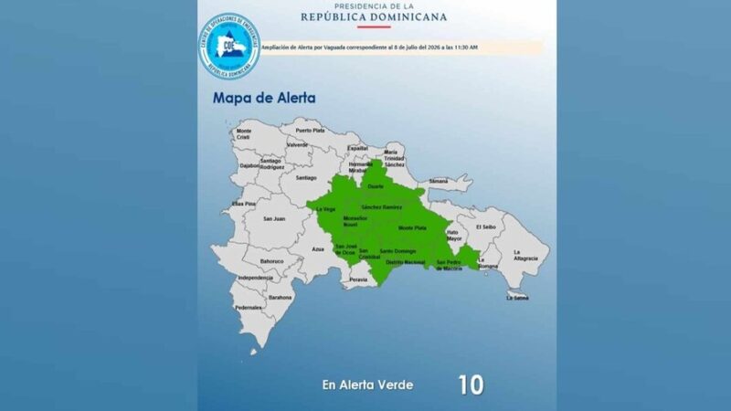 Diez Provincias en Alerta Verde por Lluvias en República Dominicana