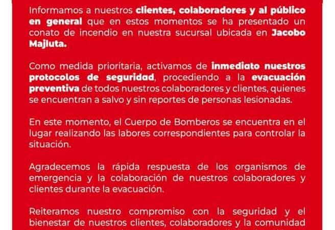 Incidente de Incendio Controlado en Supermercado Olé de Santo Domingo Norte