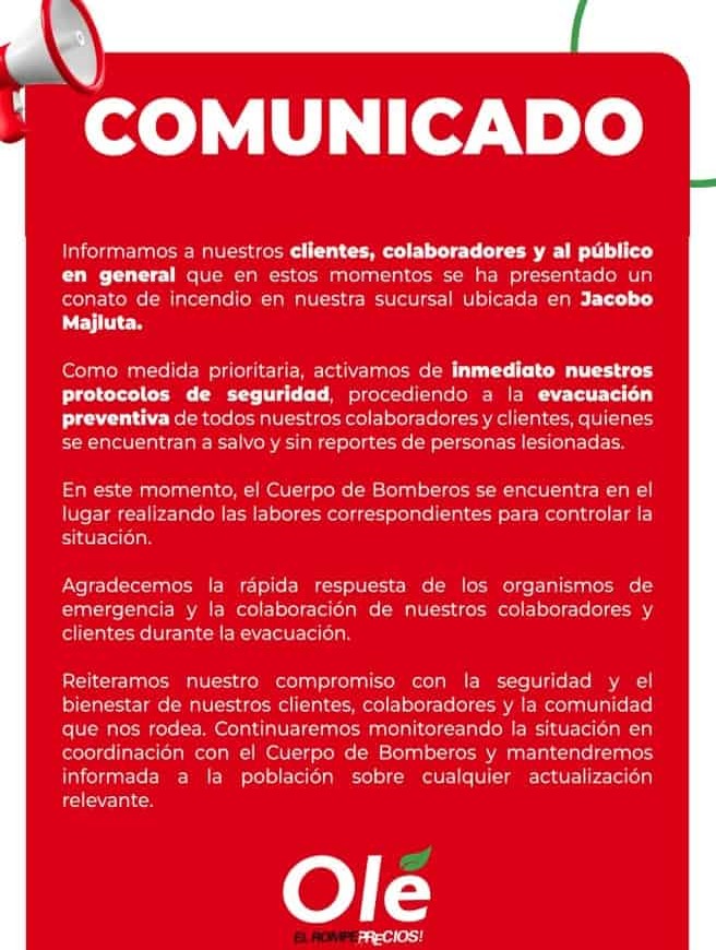 Incidente de Incendio Controlado en Supermercado Olé de Santo Domingo Norte