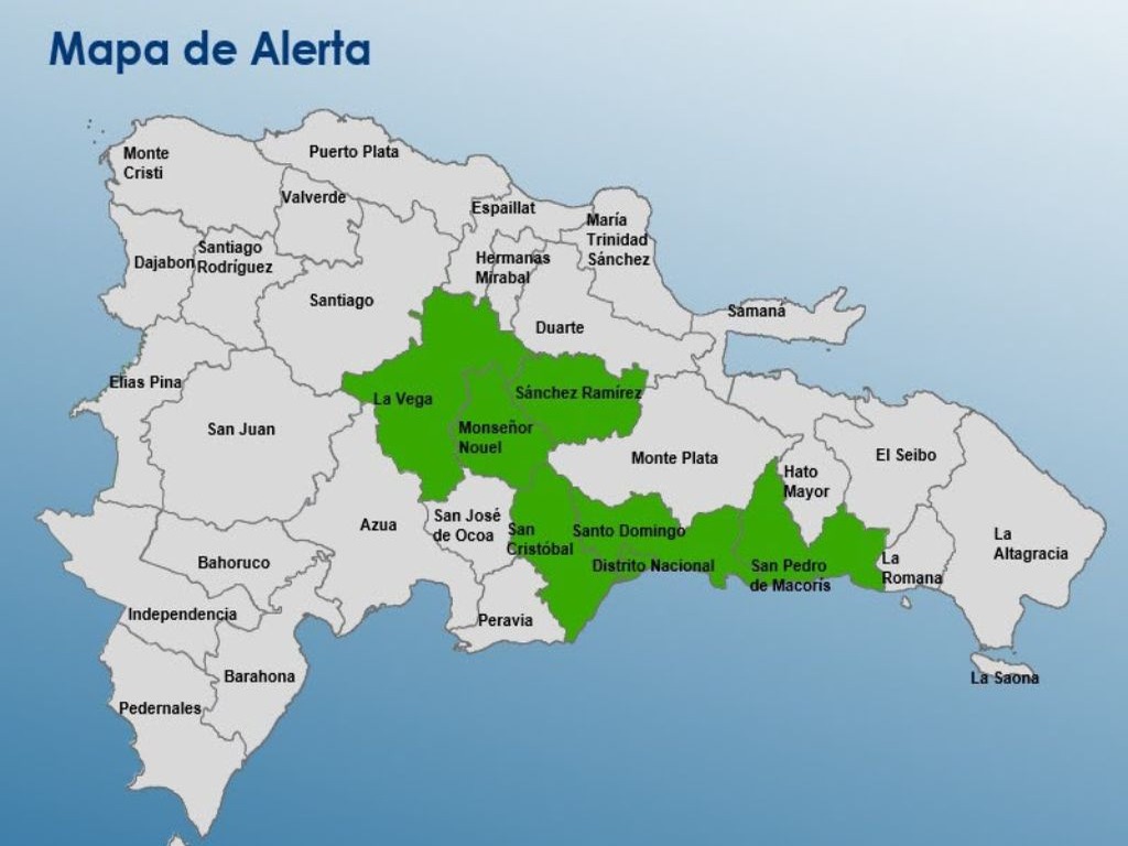 COE Mantiene Alerta Verde en el Gran Santo Domingo y Cinco Provincias Más