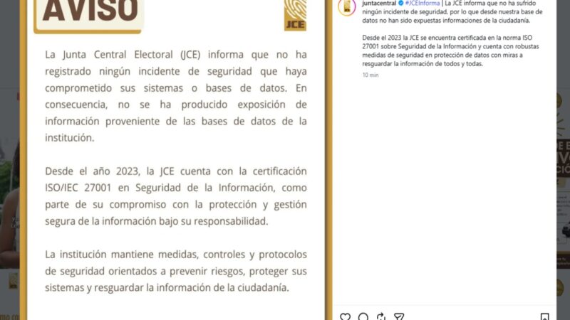 JCE Garantiza la Seguridad de sus Sistemas y Datos