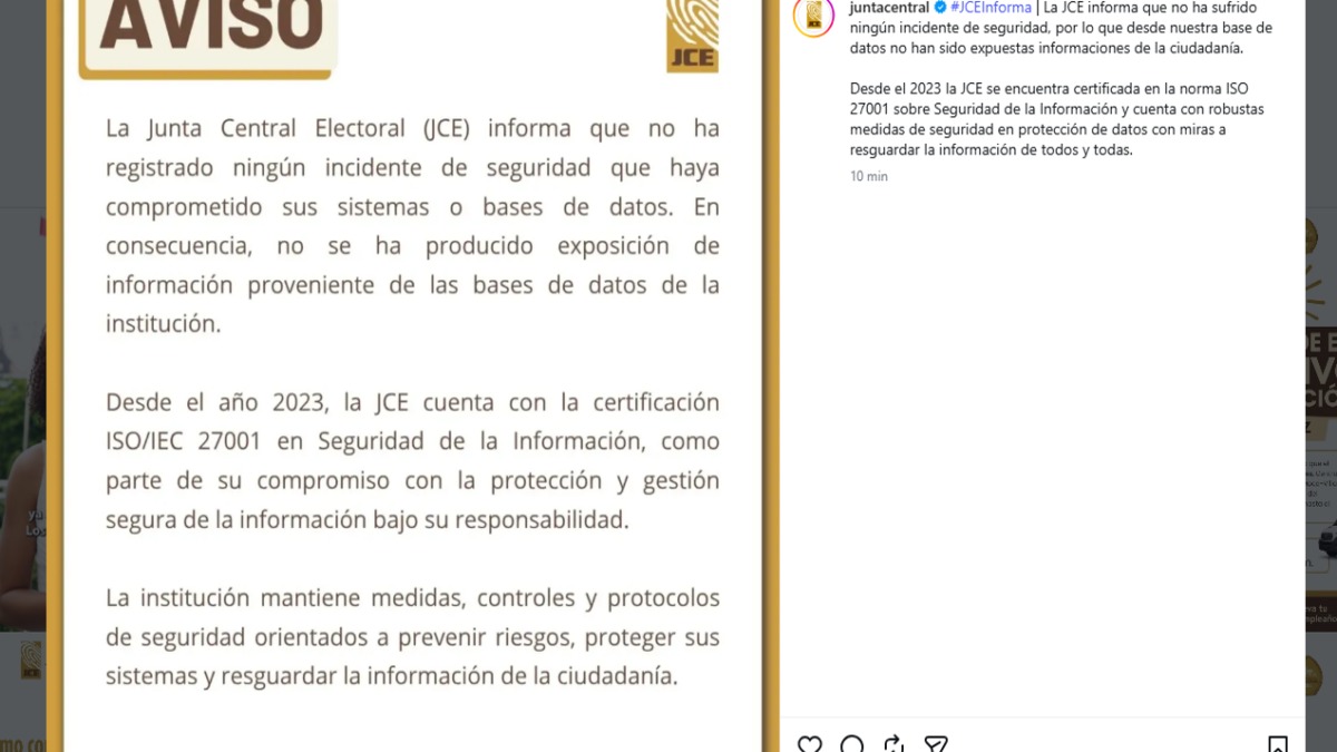 JCE Garantiza la Seguridad de sus Sistemas y Datos
