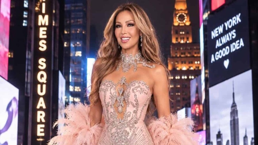 Thalía Brilla en Times Square con Moda Dominicana