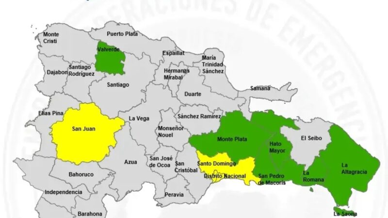 COE Emite Alerta por Vaguada en Ocho Provincias y el Distrito Nacional