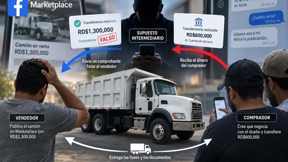 Estafa en Marketplace deja a vendedor sin dinero y a comprador sin camión en Santo Domingo