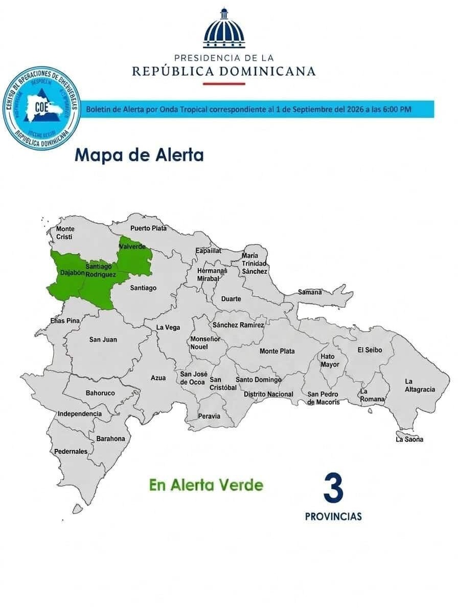 Persisten Alertas Verdes en Tres Provincias por Efectos de Vaguada